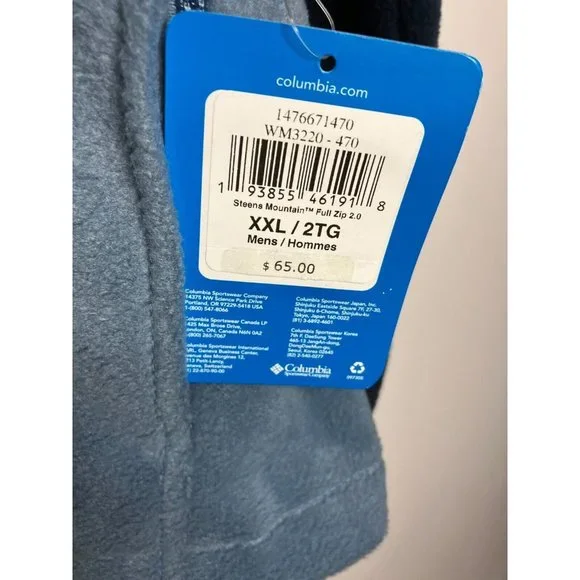 Columbia Men's 2XL Blue Fleece Full Zip Sweater New - Picture 3 of 10